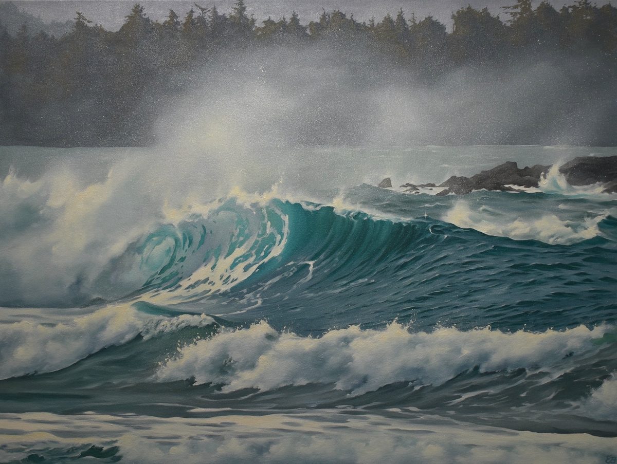 Seascape oil painting 'Quiet Drift' by Kelowna artist Erin Burge