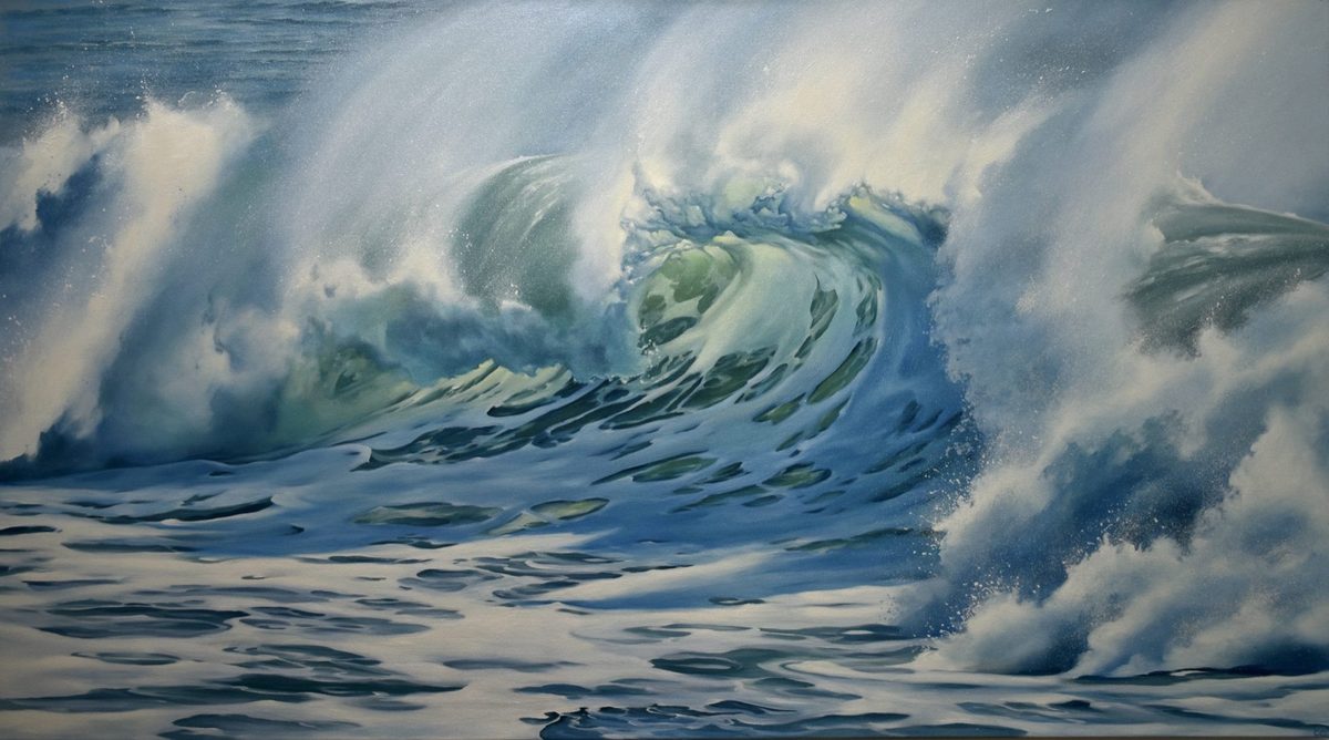 Seascape oil painting 'Torrent' by Kelowna artist Erin Burge